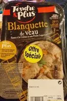 Mängden socker i Blanquette de veau sauce crème et aux petits légumes