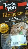 Mängden socker i Blanquette de veau sauce à la crème et aux petits legumes