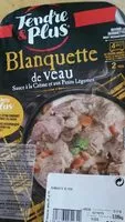 Mängden socker i Blanquette de veau sauce à la crème et aux petits légumes