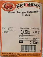 Mängden socker i Wiener Heurigen Aufschnitt, II. Wahl
