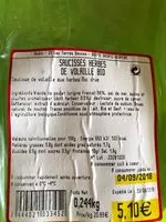 Mängden socker i Saucisses herbes de volaille bio