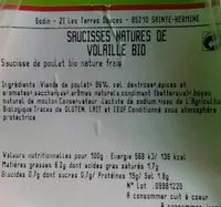 Mängden socker i Saucisses natures de volaille bio
