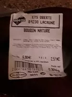 Mängden socker i Boudin nature