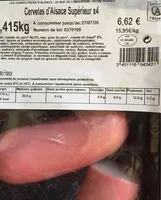 Mängden socker i Cervelas d'alsace superieur x4