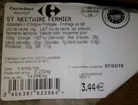 Mängden socker i Saint Nectaire fermier - AOP - Fromage au lait cru de vache