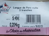 Mängden socker i Langue de porc cuite 3 tranches