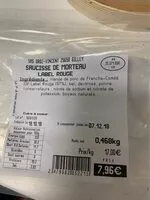 Mängden socker i Saucisse de morteau label rouge