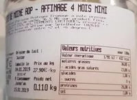 Mängden socker i Tête de moine AOP affinage 4 mois