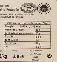 Mängden socker i Roquefort AOP Papillon