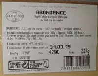 Mängden socker i Abondance au lait cru