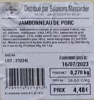 Mängden socker i Jambonneau de porc