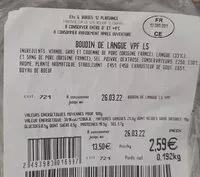 Mängden socker i Boudin de langue