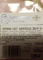 Mängden socker i Jambon cuit superieur
