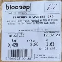 Mängden socker i Flocons d’avoine gros