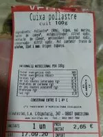 Mängden socker i Cuixa pollastre cuit