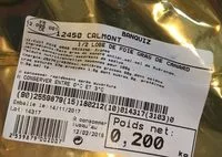 Mängden socker i 1/2 Lobe de Foie Gras de Canard