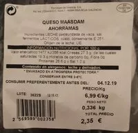 Mängden socker i Queso maasdam
