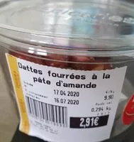 Mängden socker i Datte fourrées à la pâte d'amande