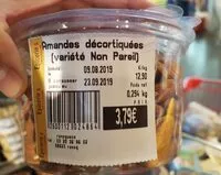 Mängden socker i Amandes décortiquées
