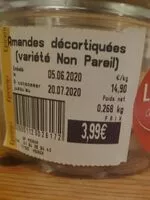 Mängden socker i Amandes décortiquées