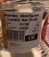 Mängden socker i Amandes décortiquées