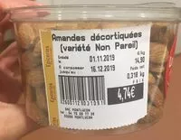 Mängden socker i Amandes decortiquées