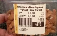 Mängden socker i Amendes decortiquées