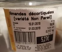 Mängden socker i Amandes décortiquées