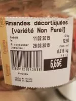 Mängden socker i Amande décortiquées