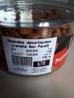 Mängden socker i Amandes décortiquées