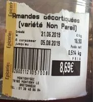 Mängden socker i Amandes decortiquees non salees