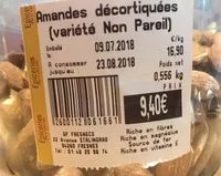 Mängden socker i Amandes décortiquées