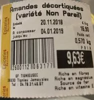 Mängden socker i Amandes decortiquées