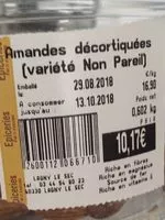 Mängden socker i Amandes decortiquees