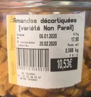 Mängden socker i Amandes décortiquées