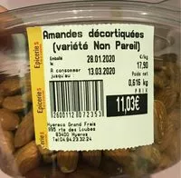 Mängden socker i Amandes decortiquées