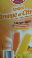 Mängden socker i 12 bâtonnets sorbet orange et citron
