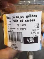 Mängden socker i Noix de cajou grillées
