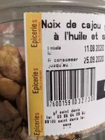 Mängden socker i Noix de cajou grillés à l'huile et salées