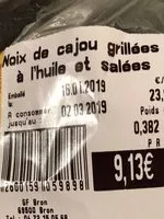 Mängden socker i Noix de cajou grillées