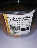 Mängden socker i Noix de cajou grillées à l'huile et salées