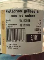 Mängden socker i Pistaches grillées à sec et salées