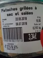 Mängden socker i Pistaches grillées à sec et salées