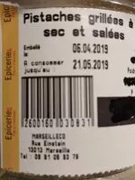 Mängden socker i Pistaches grillées à sec et salées