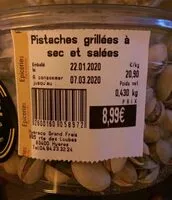 Mängden socker i Pistaches grillées à sec et salées
