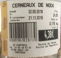 Mängden socker i Cerneaux de noix