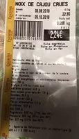 Mängden socker i Noix de cajou crues
