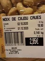 Mängden socker i Noix de cajou crues