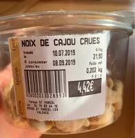 Mängden socker i Noix de cajou crues