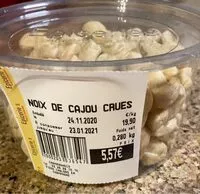 Mängden socker i Noix de cajou crues